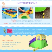 Outsunny 5-in-1 Inflatable Water Slide, Kids Castle Bounce House with Slide, Basketball, Pool, Water Cannon, Climbing Wall Includes Carry Bag, Repair Patches, 680W Air Blower(m-5)