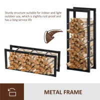 HOMCOM Firewood Rack Outdoor, Log Holder Fireplace Storage Rack with Handles and 220 lbs. Weight Capacity, 15.7" x 9.8" x 39.4", Black(m-6)