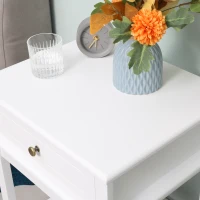 HOMCOM Modern Nightstand, Accent End Side Table with Drawer and Storage Shelf, Bedside Table for Bedroom, White(m-10)