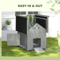 PawHut Duck Coop, Wooden Duck House with Openable Roof & Double Doors, Light Gray(m-5)