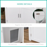 PawHut Wooden Cat Litter Box Enclosure Furniture with Adjustable Partition, Cat Washroom End Table with Open Shelf, White(m-7)