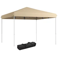 Outsunny 13' x 13' Pop Up Canopy Tent with Height Adjustable, Carry Bag for Outdoor, Garden, Patio, Beige(m-11)
