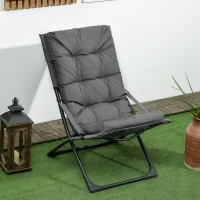 Outsunny Outdoor Folding Lawn Chair, Foldable Chair with Cushion, Armrest and Steel Frame for Poolside, Deck, Backyard(m-8)