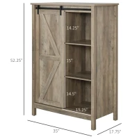 HOMCOM Farmhouse Accent Cabinet, Kitchen Cupboard Storage Cabinet with Barn Door and Adjustable Shelf, Antique Gray(m-3)