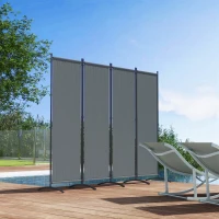 Outsunny Folding Room Divider, Privacy Screen for Patio Backyard Pool Hot Tub, 5.6FT Tall, Dark Grey(m-10)