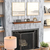 HOMCOM 48" Fireplace Mantel, Fir Wood Floating Shelf, Wall Mounted, Brown(m-8)