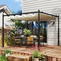 Outsunny 10' x 10' Retractable Pergola Canopy with Magnetic Fixture, UPF30+ Outdoor Pergola, Cream White(m-2)