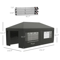 Outsunny 10' x 19.5' Pop Up Canopy Tent Height Adjustable Event Shelter w/ Sidewalls, Leg Weight Bags, Wheeled Carry Bag, Gray(m-3)