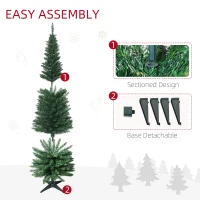 HOMCOM 6’ PVC Unlit Slim Artificial Pencil Christmas Tree Holiday Décor(m-7)