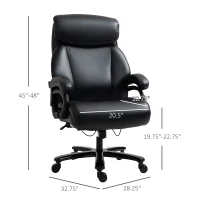 Vinsetto Big and Tall Executive Office Chair 396lbs with Wide Seat, Home High Back PU Leather Chair with Adjustable Height, Swivel Wheels, Black(m-3)