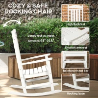 Outsunny 2PCs Outdoor Rocking Chair with Armrests, Fade-Resistant Waterproof HDPE for Indoor & Outdoor, White(m-6)