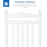 Outsunny Traditional Wooden High-Back Rocking Chair for Porch, Indoor/Outdoor, White(m-7)