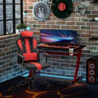 Vinsetto Office Chair High Back Racing Style Gaming Chair Adjustable PU Leather Swivel Computer Task Seat with Lumbar Support and Pillow Red