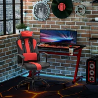 Vinsetto Office Chair High Back Racing Style Gaming Chair Adjustable PU Leather Swivel Computer Task Seat with Lumbar Support and Pillow Red(m-1)
