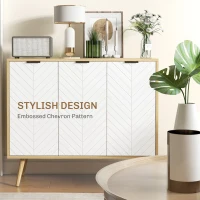 HOMCOM Modern Sideboard and Buffet, Dining Room Cabinet with Adjustable Shelves for Kitchen, Living Room, Natural(m-5)