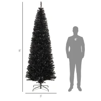 HOMCOM 8 FT Artificial Christmas Tree Pencil Xmas Tree with Stand, 1168 Tips, Holiday Home Indoor Decoration for Party, Black(m-3)
