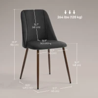 HOMCOM Upholstered Dining Chairs Set of 4, Velvet Accent Chair with Back and Wood-grain Steel Leg for Kitchen, Black(m-3)