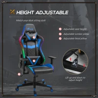 Vinsetto Racing Gaming Chair with RGB LED Lights, Adjustable Height, Gamer Office Chair, Computer Desk Chair, Black/Blue(m-5)