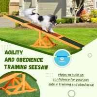 PawHut Wooden Dog Agility Seesaw for Training and Exercise, Platform Equipment Run Game Toy, Weather Resistant Pet Supplies, 71" L x 12" W x 12" H, Natural(m-7)