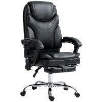 Vinsetto 6 Point Vibration Massage Office Chair, PU Leather Heated Reclining Computer Chair with Footrest, Black(m-2)
