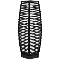 Outsunny Solar Floor Lamp, Outdoor Rattan Garden Lantern Pathway Light & Decorative Driveway Lighting with Auto On/Off LED Lights for Porch, Yard, Lawn, Courtyard, Deck, Black(m-1)