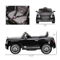 Aosom Bentley Mulsanne 12V Ride on Car, Battery Powered Car with Remote Control, Suspension, Startup Sound, LED Lights, MP3, Horn, Music, Forward and Backward, 2 Motors, Black(m-3)