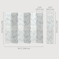 HOMCOM Screen Divider Room Divider Screen with Foldable Design for Indoor Bedroom Office 5.5' Rustic White(m-3)