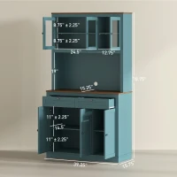 HOMCOM 71" Kitchen Pantry Cabinet with Microwave Stand, Kitchen Hutch with 2 Drawers and Adjustable Shelves, Green(m-3)