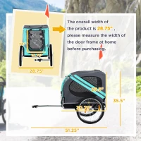 Aosom Dog Bike Trailer with 3 Entrances Large Wheels, Green(m-3)