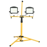 HOMCOM 50W 10000 Lumen Dual Head Weather Resistant LED Work Lights with Tripod Stand, Yellow(m-11)