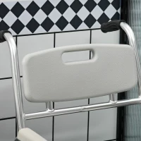 HOMCOM 3-in-1 Shower Commode Wheelchair, FSA/HSA Eligible Transport Beside Commode Chair, Waterproof Rolling Over Toilet Chair 330 lbs. Weight Capacity with Padded Seat, Gray(m-8)