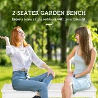 Outsunny 47" Outdoor Bench Seat, HDPE All-Weather Garden Bench, Backless Slatted Patio Bench for Yard, Porch, Park, White(m-4)