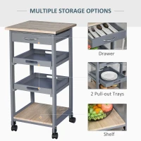 HOMCOM Kitchen Island Rolling Trolley Utility Serving Cart with Drawer  Grey(m-4)