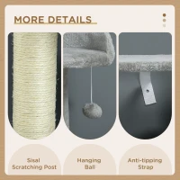 PawHut Tall Cat Tree for Indoor Cats, 56" Multi-Level Cat Tower with Hammock, Cat Bed, Cat Condo with Sisal Scratching Posts, Grey(m-5)