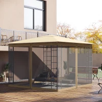 Outsunny Replacement Mesh Sidewall Netting for 10' x 10' Gazebos and Canopy Tents with Zippers, (Sidewall Only) Beige(m-10)