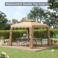 Outsunny 10' x 10' Replacement Canopy, Gazebo Top Cover with Double Vented Roof for Garden Patio (TOP ONLY), Khaki(m-7)