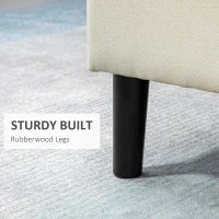 HOMCOM 30" Square Storage Ottoman, Upholstered Ottoman Coffee Table with Lift Top, Button Tufted and Wood Legs, Accent Footstool for Living Room, Cream White(m-7)