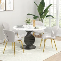 HOMCOM Dining Chairs Set of 4, Modern Accent Chair with Cushioned Backrest, Upholstery for Living Room, Cream White(m-1)