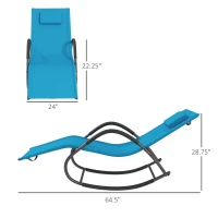 Outsunny UV Water Resistant Rocking Chair for Sunbathing, Lawn, Garden or Pool, Light Blue(m-3)