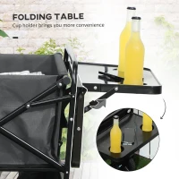 Outsunny Foldable Wagon Garden Carts with Wheels and Side Table, Gray(m-6)