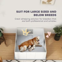 PawHut Dog Whelping Box with Washable Pee Pad, Adjustable Height Door, for Large Breed Dogs, 49" x 47" x 19"(m-8)