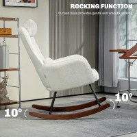HOMCOM Nursery Rocking Chair with Headrest, Lumber Pillow, Nursing Chair with High Back for Living Room, Bedroom, Cream White(m-4)