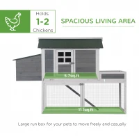 PawHut 63" Chicken Coop Wooden Hen House Rabbit Hutch Poultry Cage Pen Outdoor Backyard With Garden Box, Run Area, Nesting Box Grey(m-4)