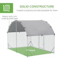 PawHut Large Chicken Coop Metal Chicken Run with Waterproof and Anti-UV Cover, Dome Shaped Walk-in Fence Cage Hen House for Outdoor and Yard Farm Use, 1" Tube Diameter, 9.2' x 6.2' x 6.5'(m-6)