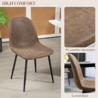 HOMCOM Retro Dining Table Chairs Set of 4, PU Leather Upholstered Kitchen Table Chairs for Living Room, Bedroom(m-5)