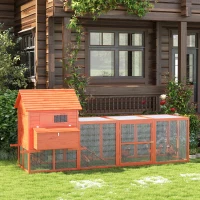 PawHut 145" Wooden Chicken Coop with Run & Inner Hen House Space(m-2)