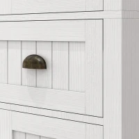 HOMCOM 72" Kitchen Cabinet, Kitchen Pantry Cabinet with 4 Doors, 2 Adjustable Shelves and Drawer, Distressed White(m-9)