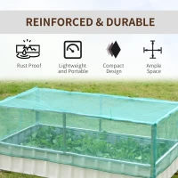Outsunny Raised Garden Bed, 5.7 x 3 x 2.3ft Steel Planter Box Outdoor with Cover, Gloves for Growing Vegetables, Flowers, Herbs, Green(m-4)