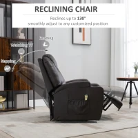 HOMCOM Power Lift Recliner Chair for Elderly, PU Leather Lift Chair with Footrest, Remote Control, Side Pockets and Cup Holders, Reclining Sofa for Living Room, Brown(m-4)