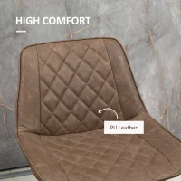 HOMCOM PU Leather Counter Height Bar Chairs Set of 2, 27.75" Bar Stools with Metal Legs for Dining Area, Kitchen Island, Brown(m-5)